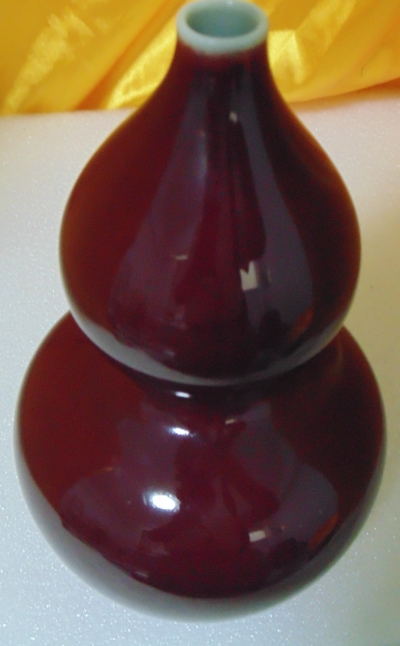 乾隆官窯郎窯紅釉彩葫蘆瓷瓶